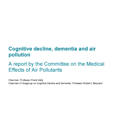 Air pollution: cognitive decline and dementia front page